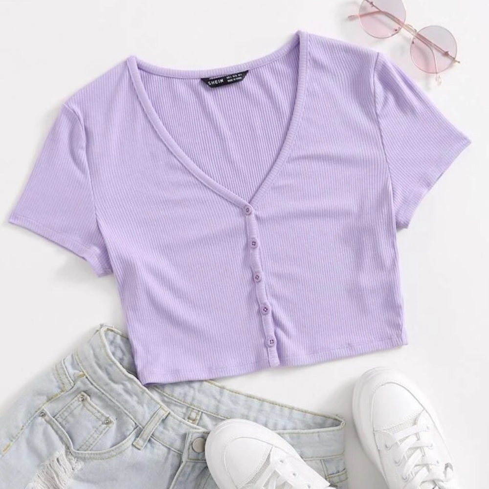 Button Rib Knit Tee